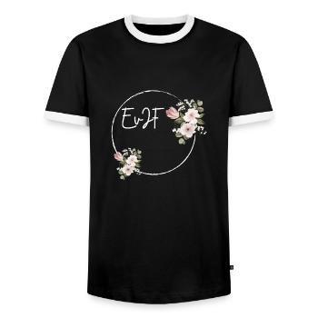 Personalized bachelorette party - Men's Ringer Shirt - black/white - Front - AI Model Female 172 light (172cm) & AI Model Male 178 light (178cm)