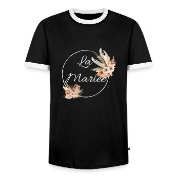 La mariée floral - T-shirt contrasté Homme - noir/blanc - Devant - AI Model Female 172 light (172cm) & AI Model Male 178 light (178cm)