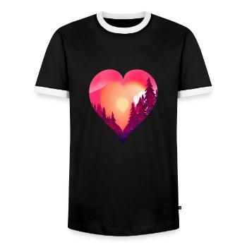 Wedding Love Valentine's Day Mother's Day Engagement - Men's Ringer Shirt - black/white - Front - AI Model Female 172 light (172cm) & AI Model Male 178 light (178cm)