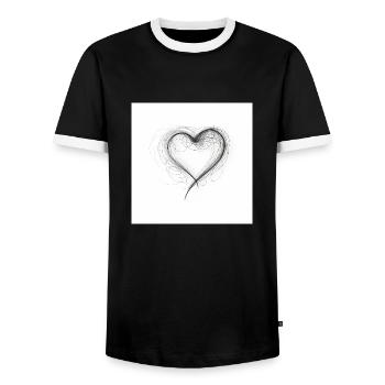 romantisches geschwungenes Herz für Valetninstag - Männer Kontrast-T-Shirt - Schwarz/Weiß - Vorne - AI Model Female 172 light (172cm) & AI Model Male 178 light (178cm)