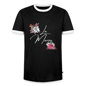 La mariée floral - T-shirt contrasté Homme - noir/blanc - Devant - AI Model Female 172 light (172cm) & AI Model Male 178 light (178cm)