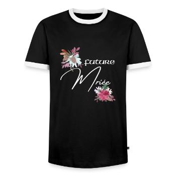 Future mariée floral - T-shirt contrasté Homme - noir/blanc - Devant - AI Model Female 172 light (172cm) & AI Model Male 178 light (178cm)