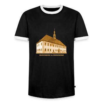 Hôtel de ville de Marienberg Erzgebirge Sachsen Bergstadt - T-shirt contrasté Homme - noir/blanc - Devant - AI Model Female 172 light (172cm) & AI Model Male 178 light (178cm)