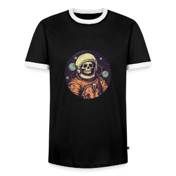 Creepy skeleton as an astronaut - Men's Ringer Shirt - black/white - Front - AI Model Female 172 light (172cm) & AI Model Male 178 light (178cm)