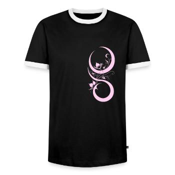 Pink flower and bow pattern - Men's Ringer Shirt - black/white - Front - AI Model Female 172 light (172cm) & AI Model Male 178 light (178cm)