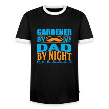 Gardener by Day Dad by Night - Men's Ringer Shirt - black/white - Front - AI Model Female 172 light (172cm) & AI Model Male 178 light (178cm)