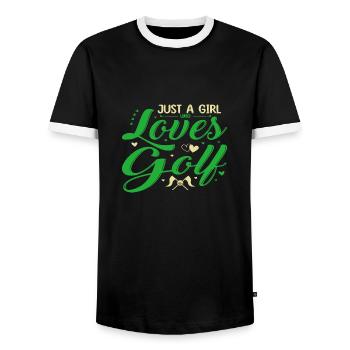 Just a Girl who loves Golf - Männer Kontrast-T-Shirt - Schwarz/Weiß - Vorne - AI Model Female 172 light (172cm) & AI Model Male 178 light (178cm)