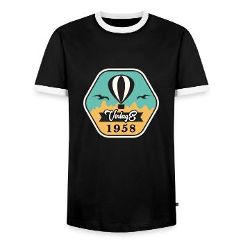 1958 Geburtsjahr Retro - Männer Kontrast-T-Shirt - Schwarz/Weiß - Vorne - AI Model Female 172 light (172cm) & AI Model Male 178 light (178cm)