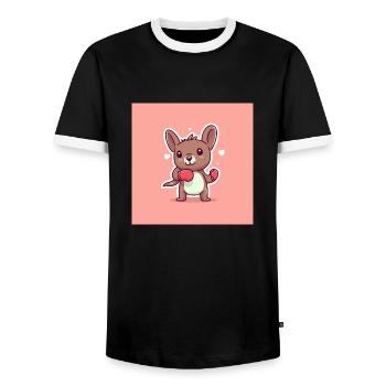 Cute kangaroo with box gloves - Men's Ringer Shirt - black/white - Front - AI Model Female 172 light (172cm) & AI Model Male 178 light (178cm)
