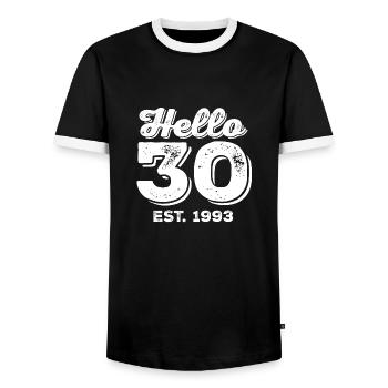 1993 Vintage - Männer Kontrast-T-Shirt - Schwarz/Weiß - Vorne - AI Model Female 172 light (172cm) & AI Model Male 178 light (178cm)