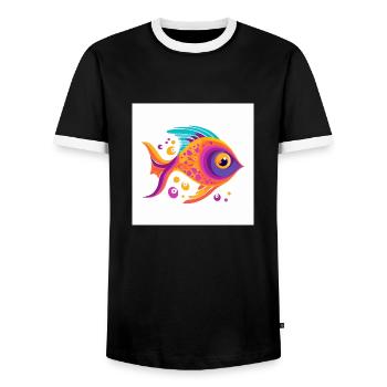 Beautiful colorful fish swimming in the sea - Men's Ringer Shirt - black/white - Front - AI Model Female 172 light (172cm) & AI Model Male 178 light (178cm)