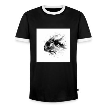 Sweet fish swimming in the sea - illustration - Men's Ringer Shirt - black/white - Front - AI Model Female 172 light (172cm) & AI Model Male 178 light (178cm)