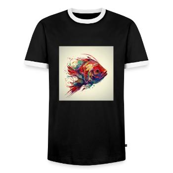 Beautiful colorful fish swimming in the sea - Men's Ringer Shirt - black/white - Front - AI Model Female 172 light (172cm) & AI Model Male 178 light (178cm)