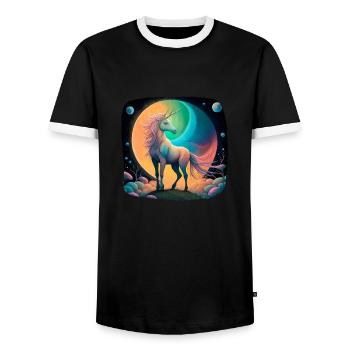 Fantasy unicorn mystical - Men's Ringer Shirt - black/white - Front - AI Model Female 172 light (172cm) & AI Model Male 178 light (178cm)