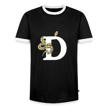 Lettre d serpent - T-shirt contrasté Homme - noir/blanc - Devant - AI Model Female 172 light (172cm) & AI Model Male 178 light (178cm)