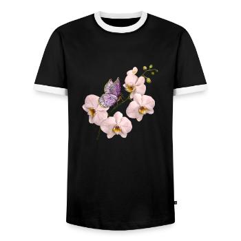 Bunter Schmetterling - Männer Kontrast-T-Shirt - Schwarz/Weiß - Vorne - AI Model Female 172 light (172cm) & AI Model Male 178 light (178cm)