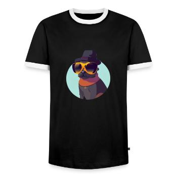 Dog Dog Owner Dogs Terrier Dog Owner - Men's Ringer Shirt - black/white - Front - AI Model Female 172 light (172cm) & AI Model Male 178 light (178cm)