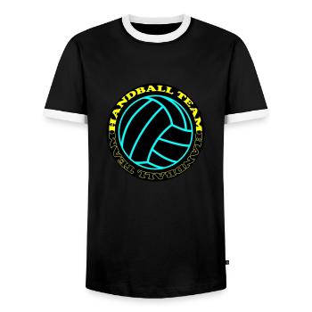 Équipe de handball 3 - T-shirt contrasté Homme - noir/blanc - Devant - AI Model Female 172 light (172cm) & AI Model Male 178 light (178cm)