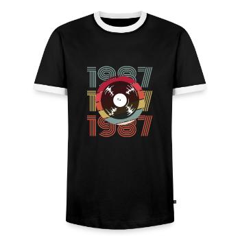 Millésime 1987 - T-shirt contrasté Homme - noir/blanc - Devant - AI Model Female 172 light (172cm) & AI Model Male 178 light (178cm)