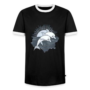 Dolphins - Men's Ringer Shirt - black/white - Front - AI Model Female 172 light (172cm) & AI Model Male 178 light (178cm)