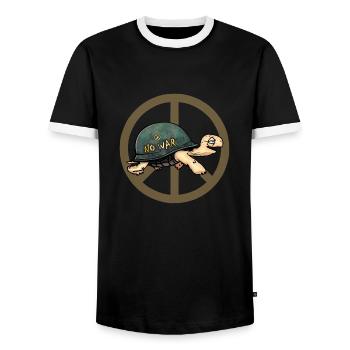 Tortue sans guerre - T-shirt contrasté Homme - noir/blanc - Devant - AI Model Female 172 light (172cm) & AI Model Male 178 light (178cm)