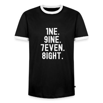 Millésime 1978 - T-shirt contrasté Homme - noir/blanc - Devant - AI Model Female 172 light (172cm) & AI Model Male 178 light (178cm)