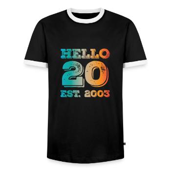 Millésime 2003 - T-shirt contrasté Homme - noir/blanc - Devant - AI Model Female 172 light (172cm) & AI Model Male 178 light (178cm)