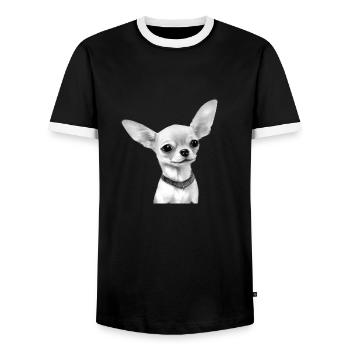 Chihuahua Dog Propriétaire Chihuapuppy Dog - T-shirt contrasté Homme - noir/blanc - Devant - AI Model Female 172 light (172cm) & AI Model Male 178 light (178cm)
