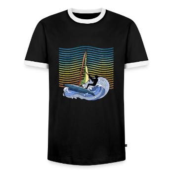 Windsurfen - Männer Kontrast-T-Shirt - Schwarz/Weiß - Vorne - AI Model Female 172 light (172cm) & AI Model Male 178 light (178cm)