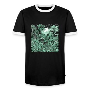 Jungle Motiv Hellgrün - Männer Kontrast-T-Shirt - Schwarz/Weiß - Vorne - AI Model Female 172 light (172cm) & AI Model Male 178 light (178cm)