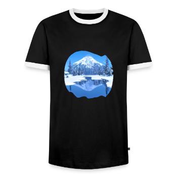 Skiing Ski Skiing Outfit Ski Design Skiers - Men's Ringer Shirt - black/white - Front - AI Model Female 172 light (172cm) & AI Model Male 178 light (178cm)