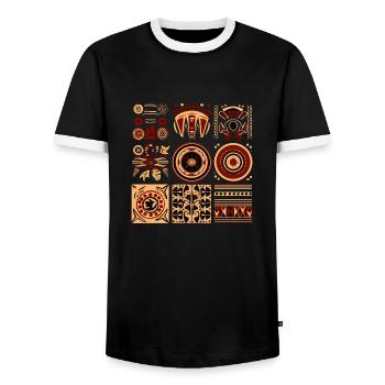 Folklore africain - T-shirt contrasté Homme - noir/blanc - Devant - AI Model Female 172 light (172cm) & AI Model Male 178 light (178cm)
