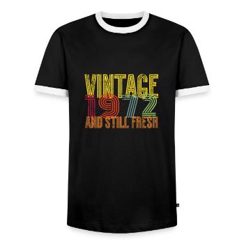 Millésime 1972 - T-shirt contrasté Homme - noir/blanc - Devant - AI Model Female 172 light (172cm) & AI Model Male 178 light (178cm)