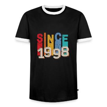Seit 1998 retro - Männer Kontrast-T-Shirt - Schwarz/Weiß - Vorne - AI Model Female 172 light (172cm) & AI Model Male 178 light (178cm)