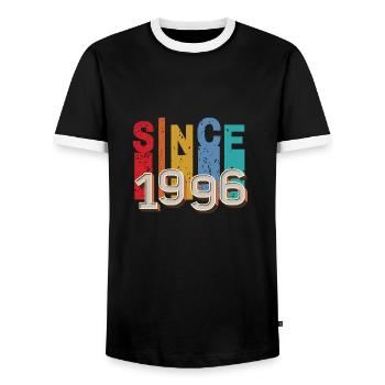 Since 1996 retro - Men's Ringer Shirt - black/white - Front - AI Model Female 172 light (172cm) & AI Model Male 178 light (178cm)