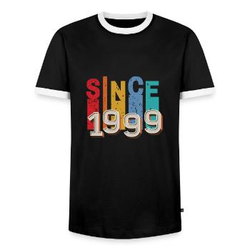 Seit 1999 retro - Männer Kontrast-T-Shirt - Schwarz/Weiß - Vorne - AI Model Female 172 light (172cm) & AI Model Male 178 light (178cm)