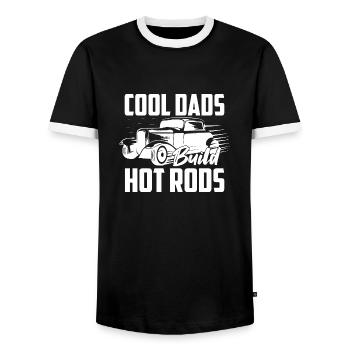 Cool Dads Build Hot Rods Classic Retro Car - Men's Ringer Shirt - black/white - Front - AI Model Female 172 light (172cm) & AI Model Male 178 light (178cm)
