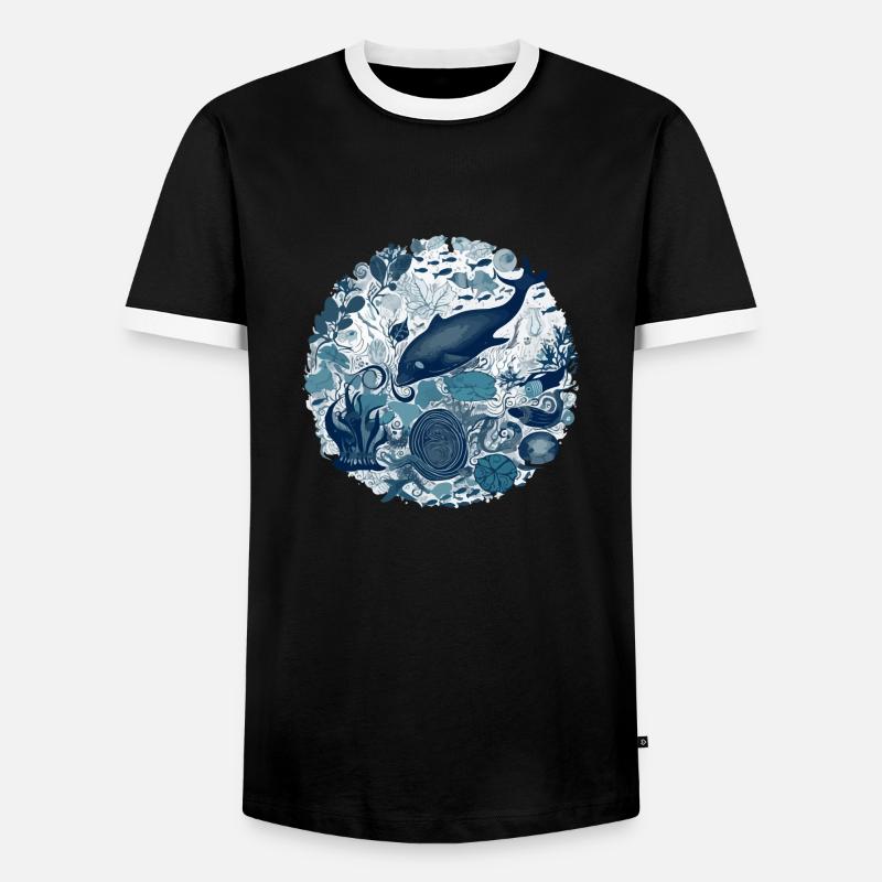 Wunder des Ozeans - Männer Kontrast-T-Shirt - Schwarz/Weiß