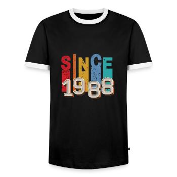 Seit 1988 retro - Männer Kontrast-T-Shirt - Schwarz/Weiß - Vorne - AI Model Female 172 light (172cm) & AI Model Male 178 light (178cm)