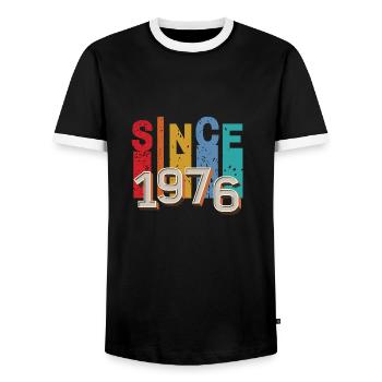 Seit 1976 retro - Männer Kontrast-T-Shirt - Schwarz/Weiß - Vorne - AI Model Female 172 light (172cm) & AI Model Male 178 light (178cm)