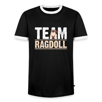 Ragdoll Cat Cat - T-shirt contrasté Homme - noir/blanc - Devant - AI Model Female 172 light (172cm) & AI Model Male 178 light (178cm)