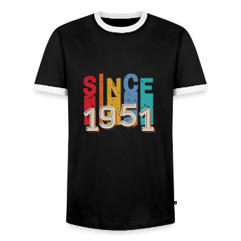Seit 1951 retro - Männer Kontrast-T-Shirt - Schwarz/Weiß - Vorne - AI Model Female 172 light (172cm) & AI Model Male 178 light (178cm)