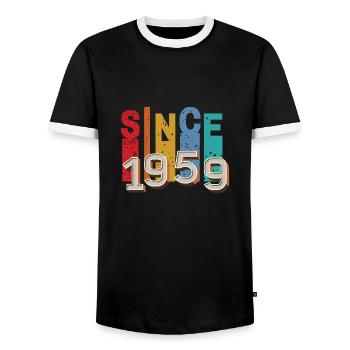 Since 1959 retro - Men's Ringer Shirt - black/white - Front - AI Model Female 172 light (172cm) & AI Model Male 178 light (178cm)