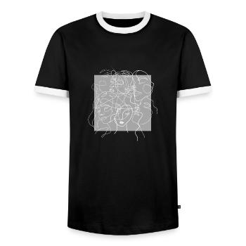 Gesichtslinie grau - Männer Kontrast-T-Shirt - Schwarz/Weiß - Vorne - AI Model Female 172 light (172cm) & AI Model Male 178 light (178cm)