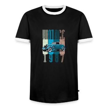 Millésime 1987 - T-shirt contrasté Homme - noir/blanc - Devant - AI Model Female 172 light (172cm) & AI Model Male 178 light (178cm)