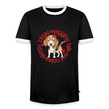 Cute Beagle, sloppy kisses - Men's Ringer Shirt - black/white - Front - AI Model Female 172 light (172cm) & AI Model Male 178 light (178cm)