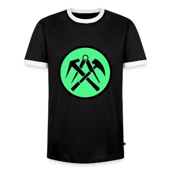 Roofer Symbol - Men's Ringer Shirt - black/white - Front - AI Model Female 172 light (172cm) & AI Model Male 178 light (178cm)
