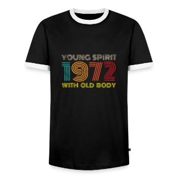 Millésime 1972 - T-shirt contrasté Homme - noir/blanc - Devant - AI Model Female 172 light (172cm) & AI Model Male 178 light (178cm)