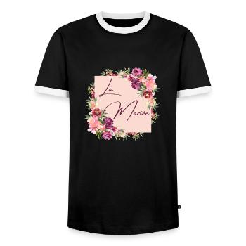 La mariée floral - T-shirt contrasté Homme - noir/blanc - Devant - AI Model Female 172 light (172cm) & AI Model Male 178 light (178cm)