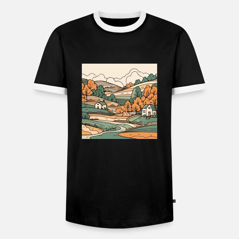Landscape - Men's Ringer Shirt - black/white